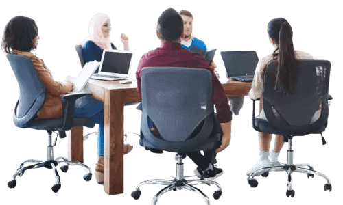 A Meticulosity Global team meeting, including a team member in hijab, reviewing a HubSpot build together