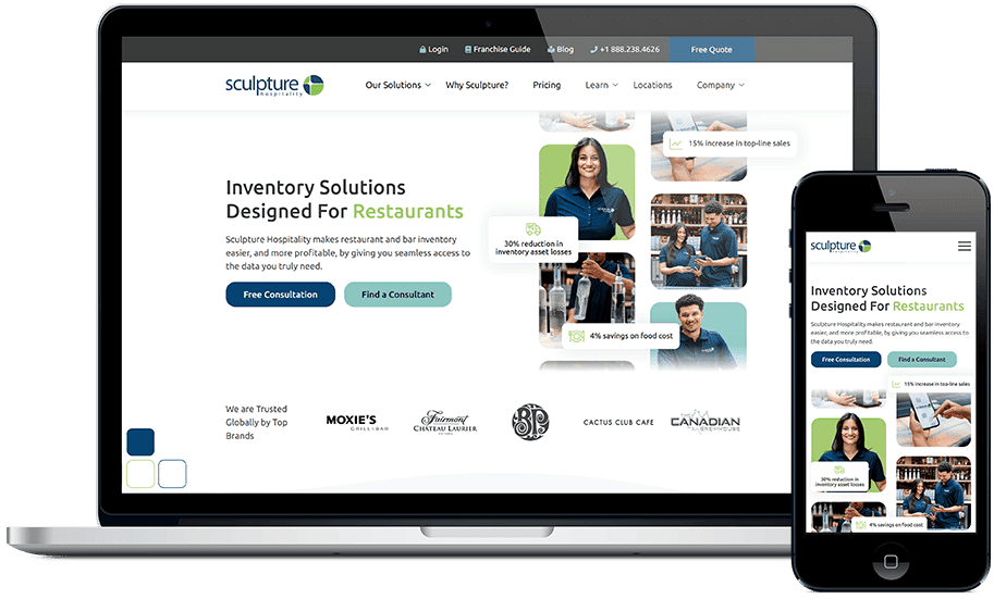 Sculpture Hospitality website shown on multiple devices