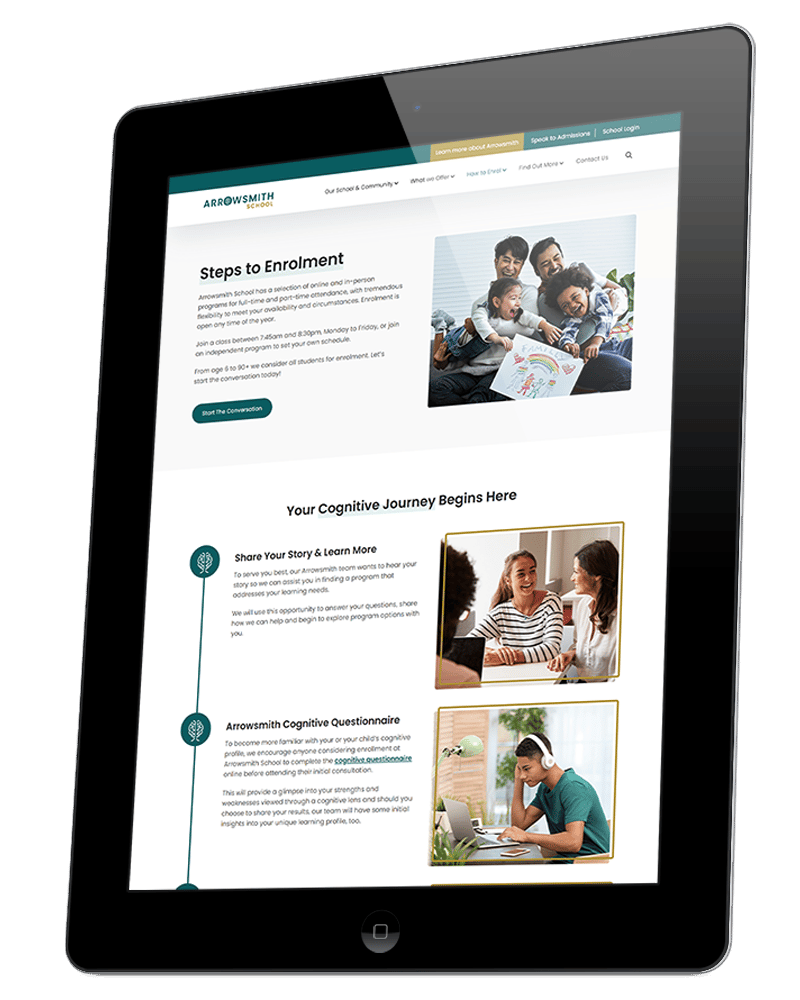 Arrowsmith website shown on tablet